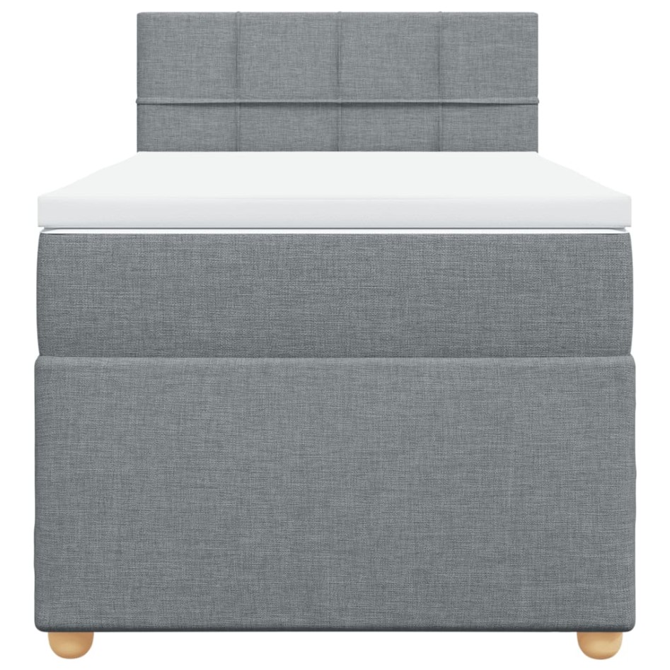 Cama box spring con colchón tela gris claro 90x190