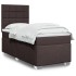 Cama box spring con colchón tela marrón oscuro 90x200