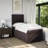 Cama box spring con colchón tela marrón oscuro 90x200