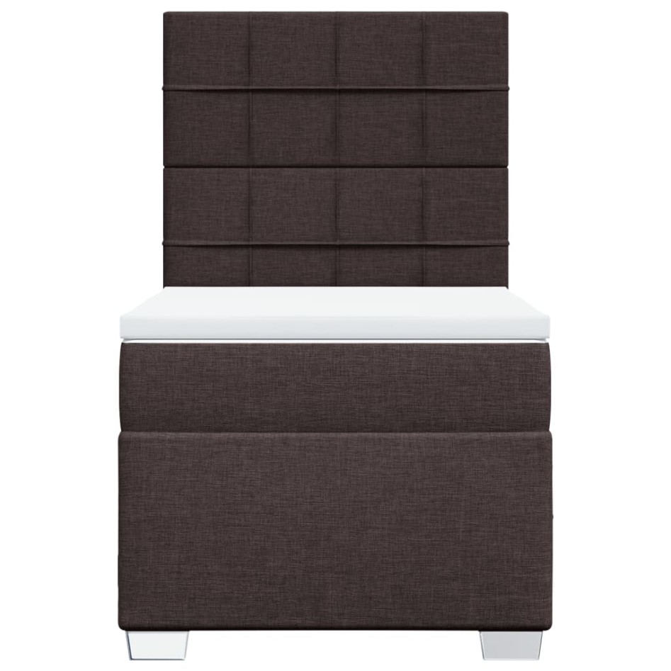 Cama box spring con colchón tela marrón oscuro 90x200