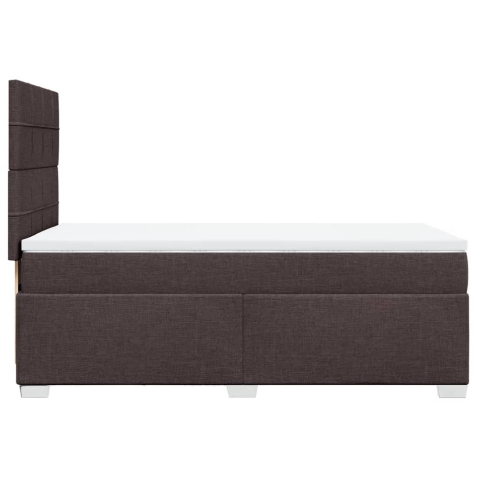 Cama box spring con colchón tela marrón oscuro 90x200