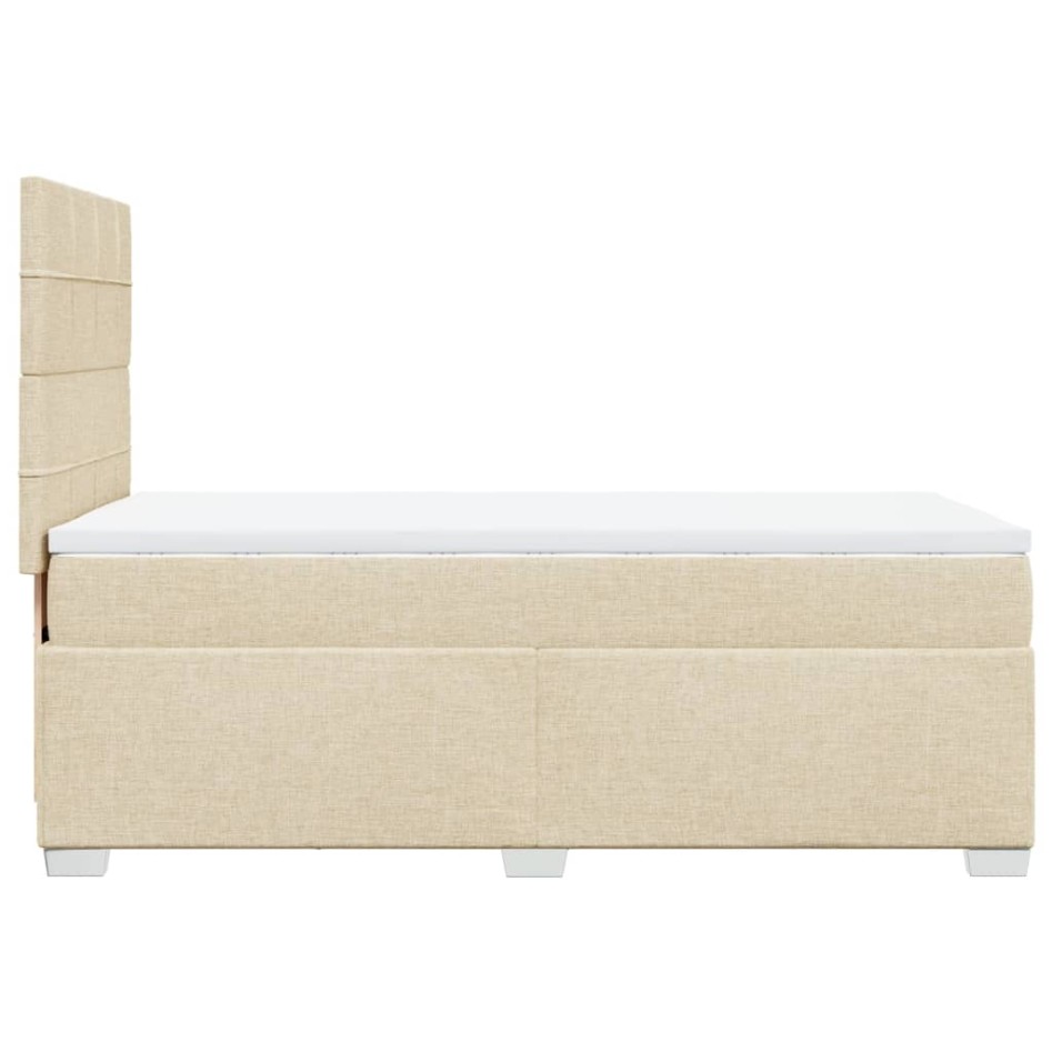Cama box spring con colchón tela color crema 90x200