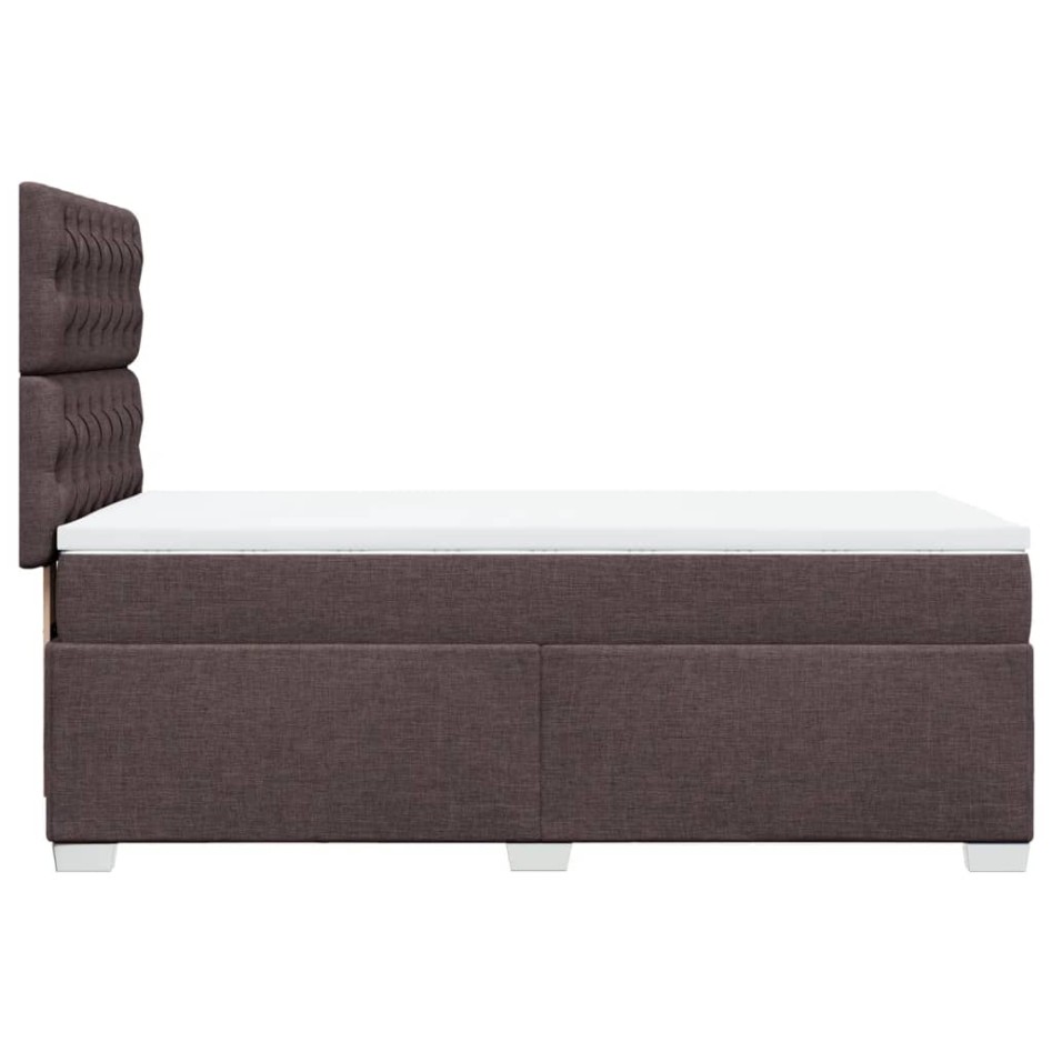 Cama box spring con colchón tela marrón oscuro 90x200