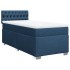 Cama box spring con colchón tela azul 80x200