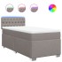 Cama box spring con colchón tela gris taupe 90x200
