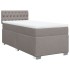 Cama box spring con colchón tela gris taupe 90x200