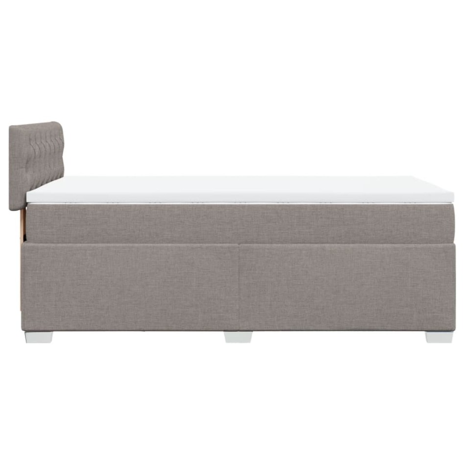 Cama box spring con colchón tela gris taupe 90x200