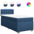 Cama box spring con colchón tela azul 90x190