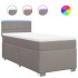 Cama box spring con colchón tela gris taupe 90x200