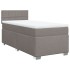 Cama box spring con colchón tela gris taupe 90x200