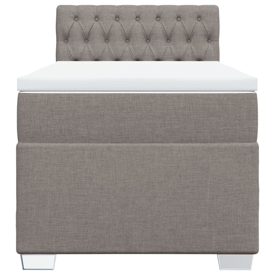 Cama box spring con colchón tela gris taupe 90x190