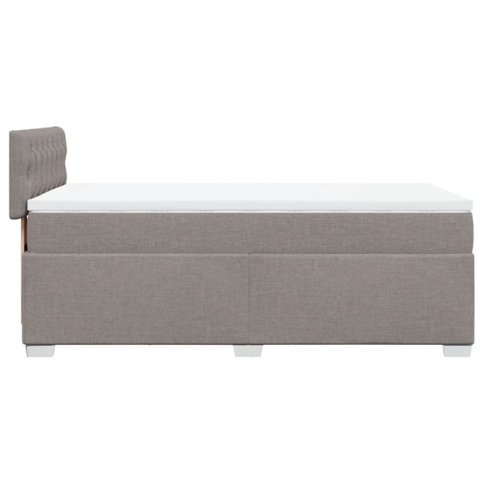 Cama box spring con colchón tela gris taupe 90x190