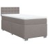 Cama box spring con colchón tela gris taupe 90x200