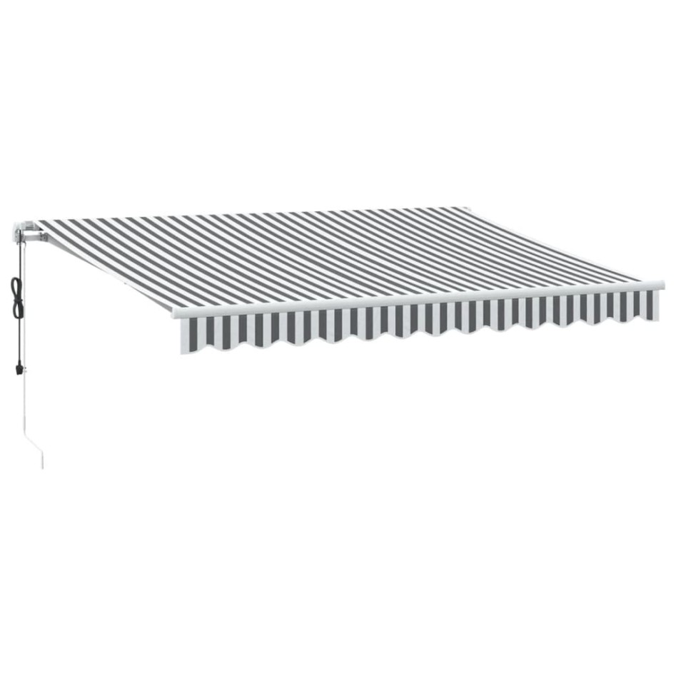 Toldo retráctil automático gris antracita y blanco 350x250