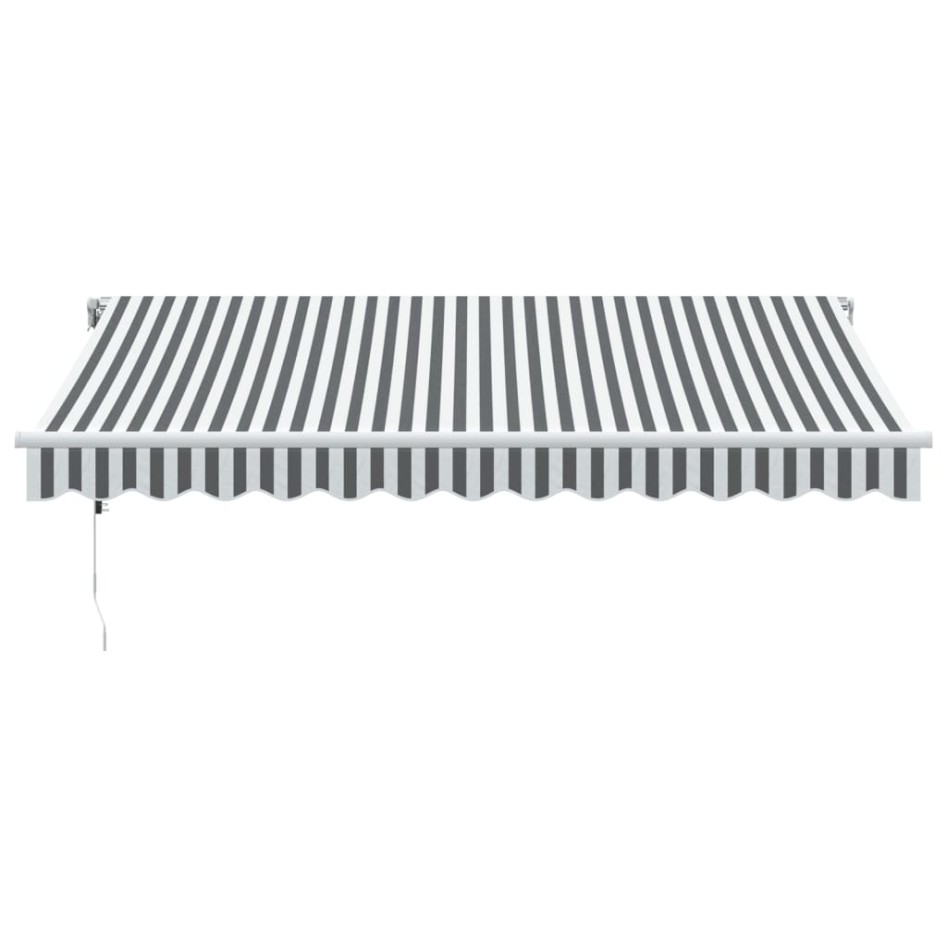 Toldo retráctil automático gris antracita y blanco 350x250