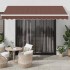 Toldo retráctil automático con luces LED marrón 350x250