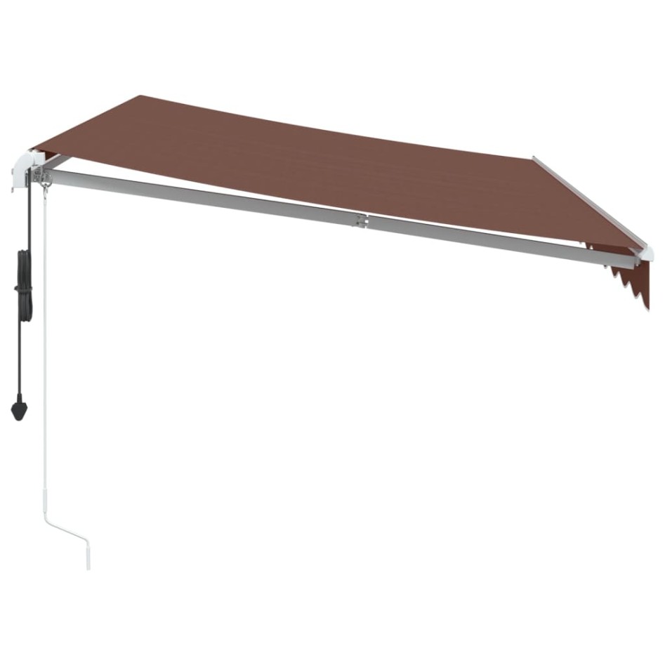 Toldo retráctil automático con luces LED marrón 350x250
