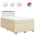 Cama box spring con colchón tela color crema 120x200