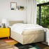 Cama box spring con colchón tela color crema 120x200
