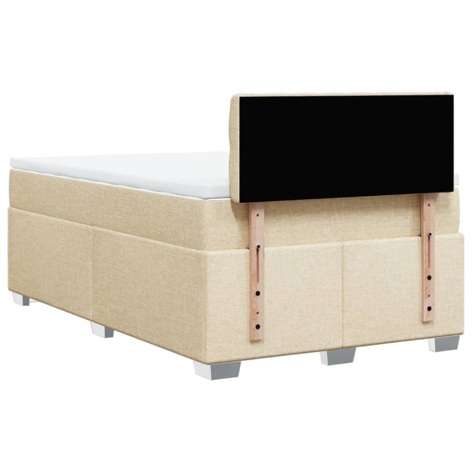 Cama box spring con colchón tela color crema 120x200