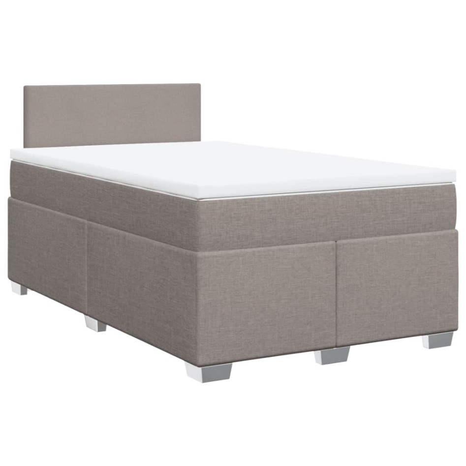 Cama box spring con colchón tela gris taupe 120x200