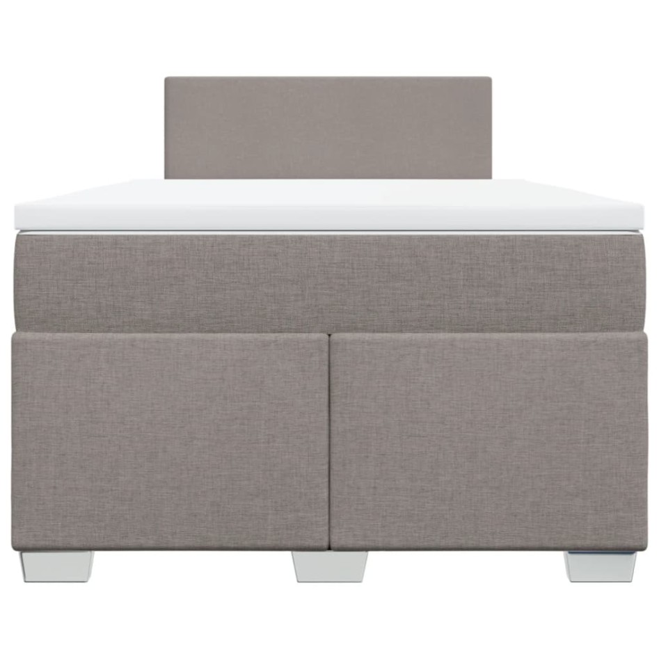 Cama box spring con colchón tela gris taupe 120x200