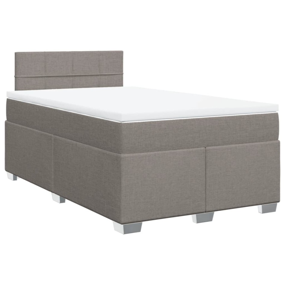 Cama box spring con colchón tela gris taupe 120x200