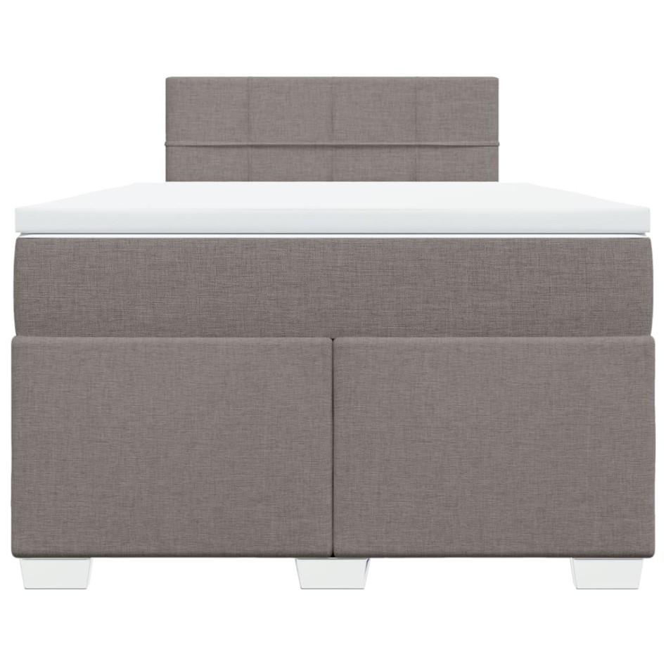 Cama box spring con colchón tela gris taupe 120x200