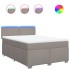 Cama box spring con colchón tela gris taupe 140x200