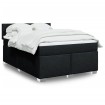 Cama box spring con colchón tela negro 160x200 cm