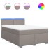 Cama box spring con colchón tela gris taupe 160x200