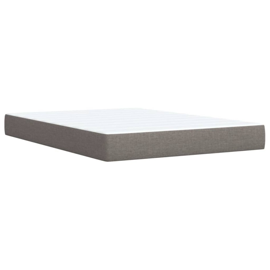 Cama box spring con colchón tela gris taupe 160x200