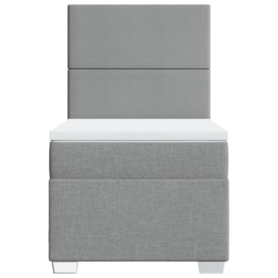 Cama box spring con colchón tela gris claro 80x200