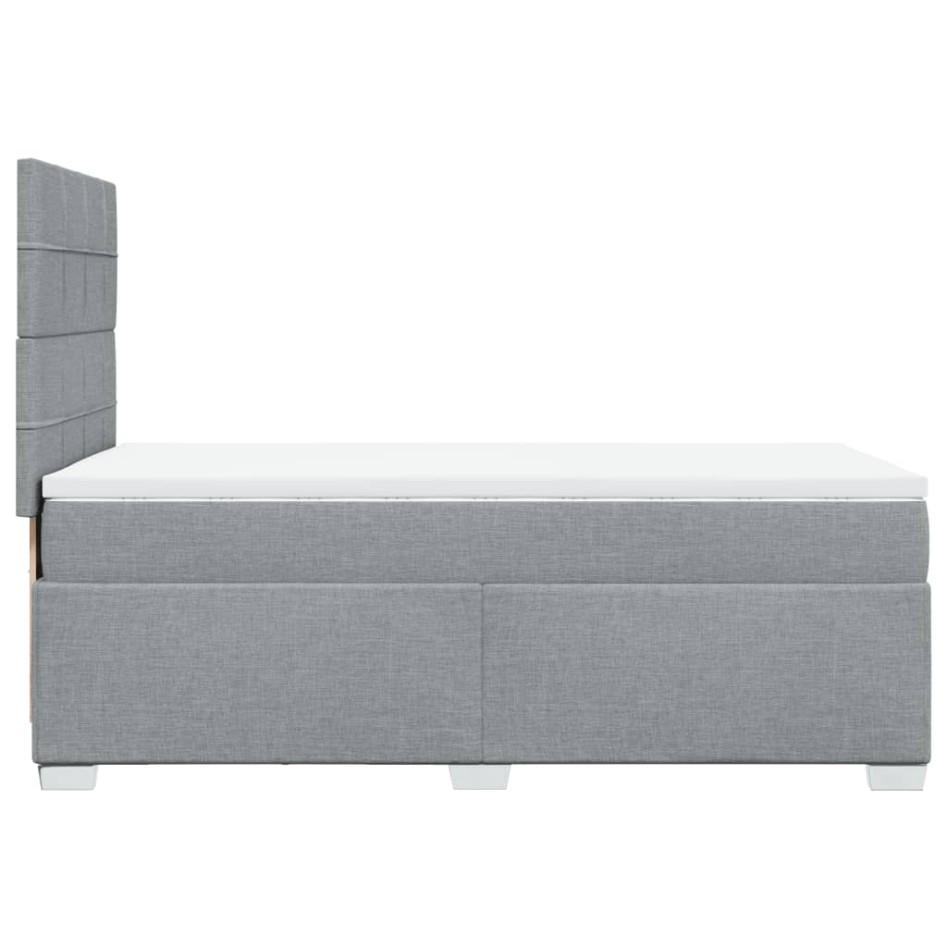 Cama box spring con colchón tela gris claro 80x200