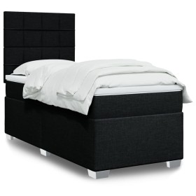 Cama box spring con colchón tela negro 80x200