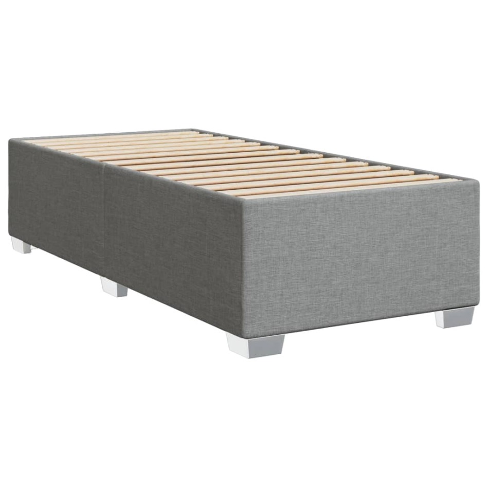 Cama box spring con colchón tela gris claro 90x190