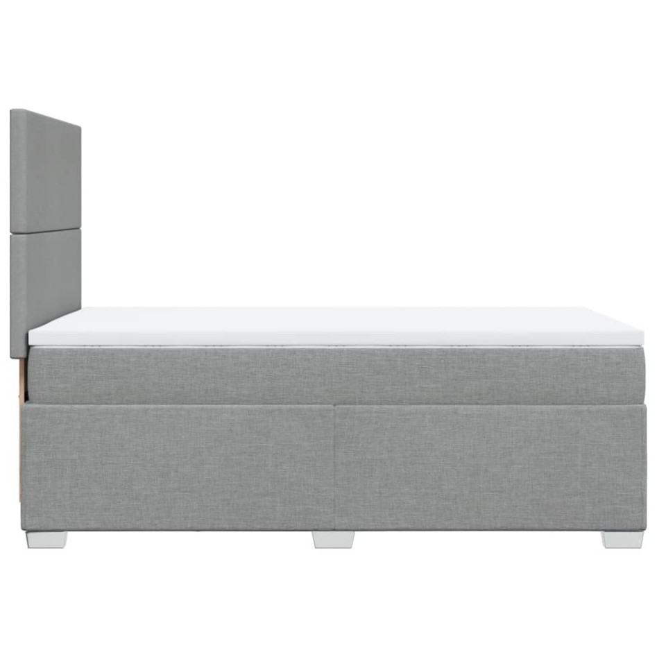 Cama box spring con colchón tela gris claro 90x190