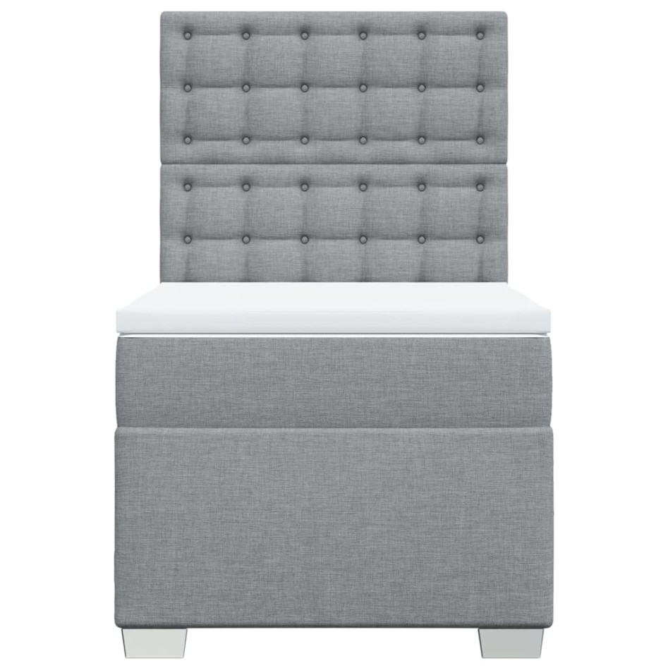 Cama box spring con colchón tela gris claro 90x190