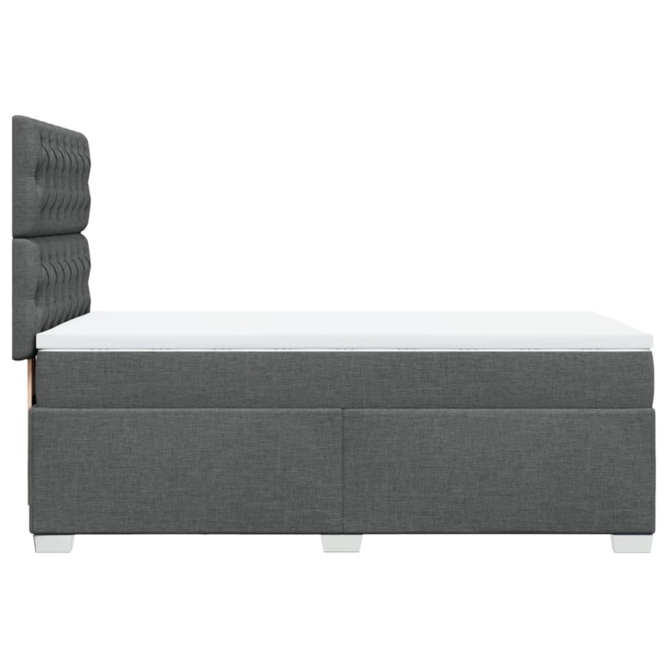 Cama box spring con colchón tela gris oscuro 100x200