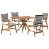 Juego de comedor de jardín 5 piezas madera maciza de
