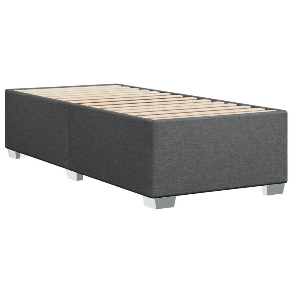 Cama box spring con colchón tela gris oscuro 80x200