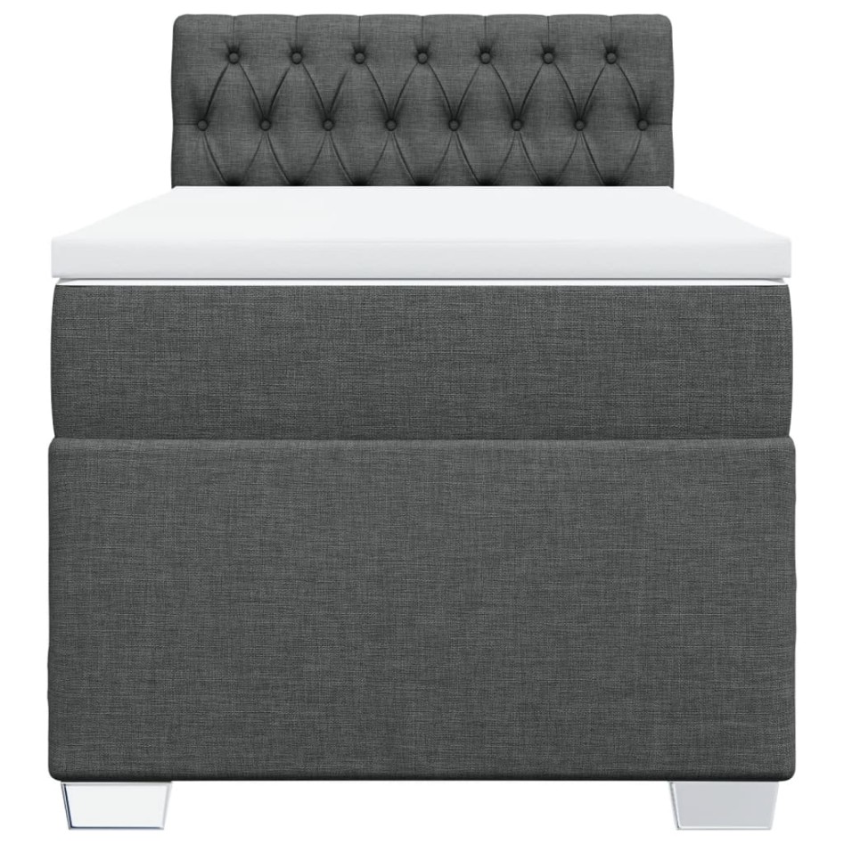 Cama box spring con colchón tela gris oscuro 80x200