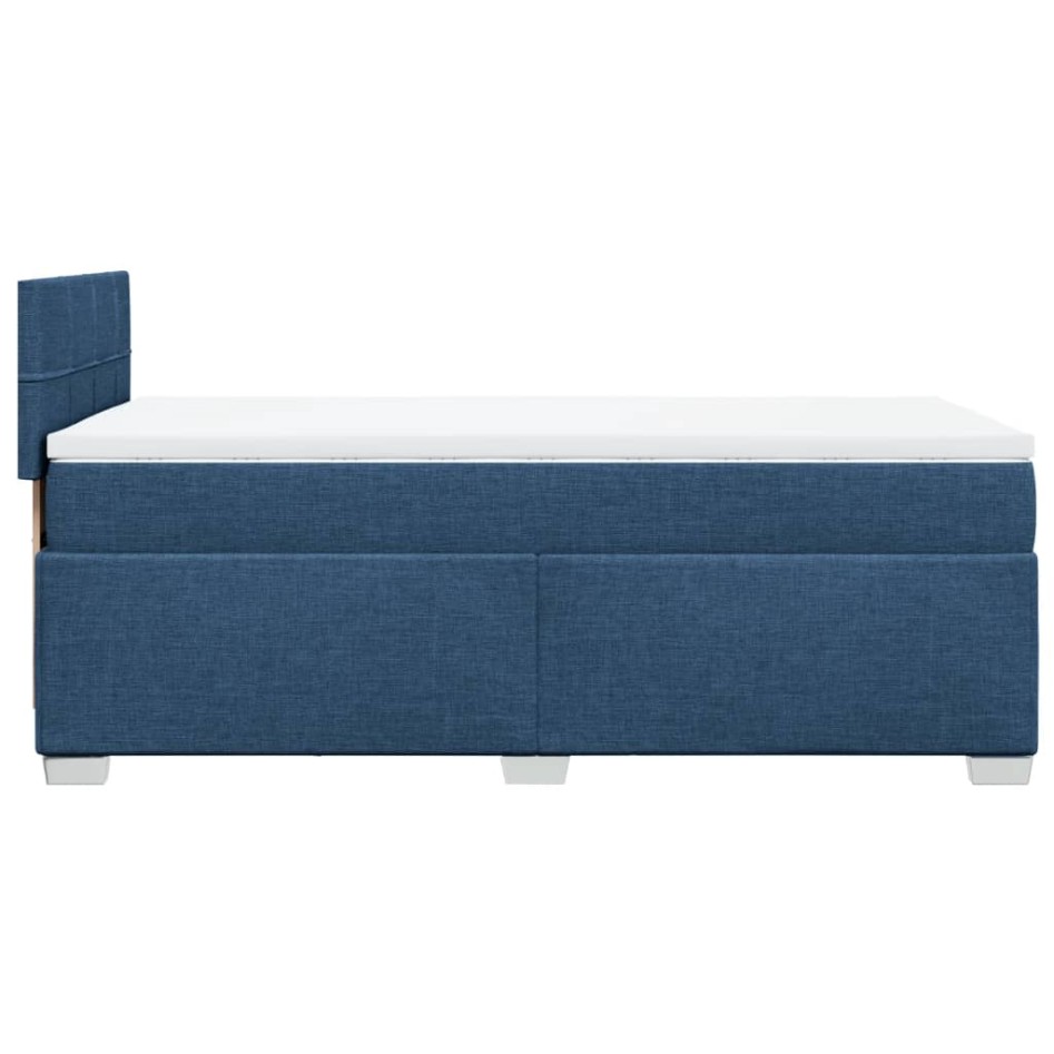 Cama box spring con colchón tela azul 80x200