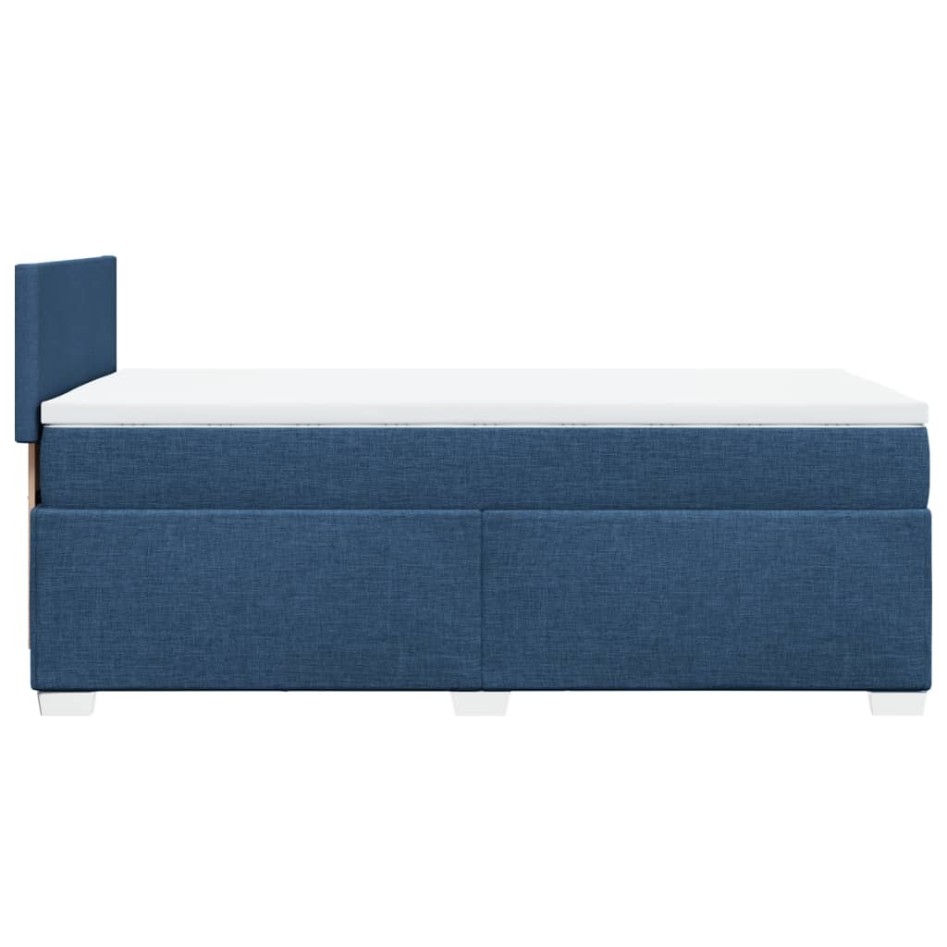 Cama box spring con colchón tela azul 80x200