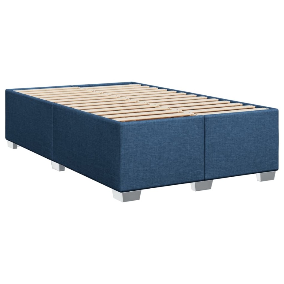 Cama box spring con colchón tela azul 80x200