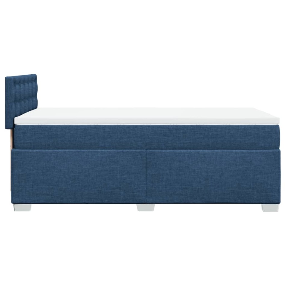 Cama box spring con colchón tela azul 80x200