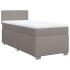 Cama box spring con colchón tela gris taupe 90x190
