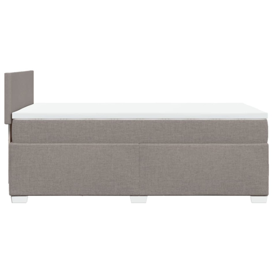 Cama box spring con colchón tela gris taupe 90x190