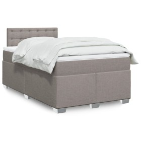 Cama box spring con colchón tela gris taupe 120x200