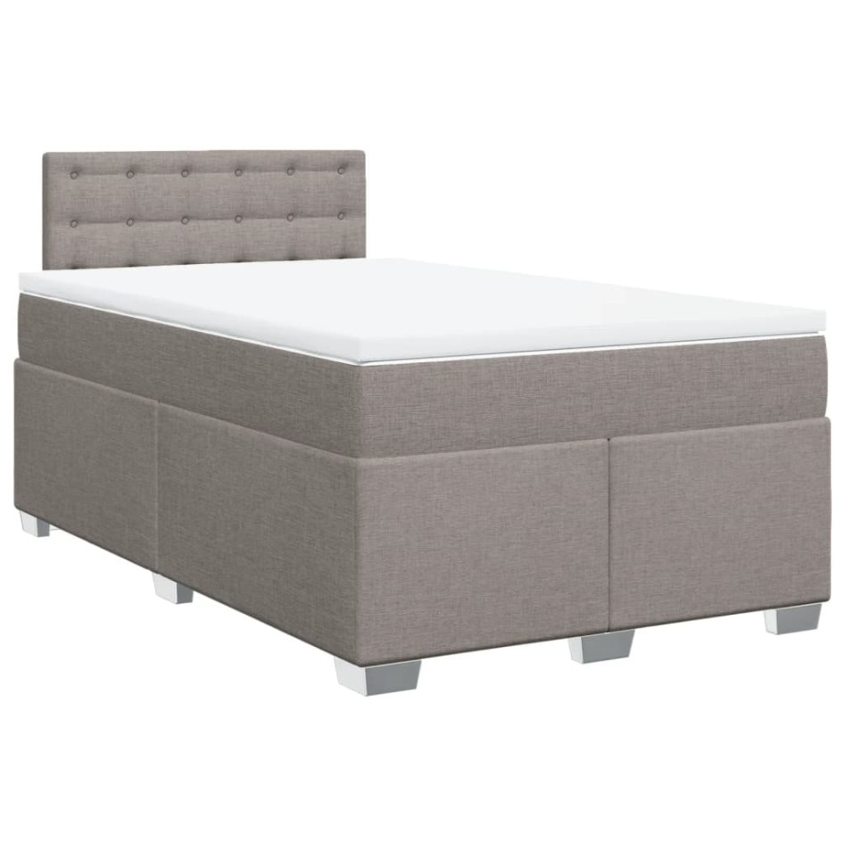 Cama box spring con colchón tela gris taupe 120x200